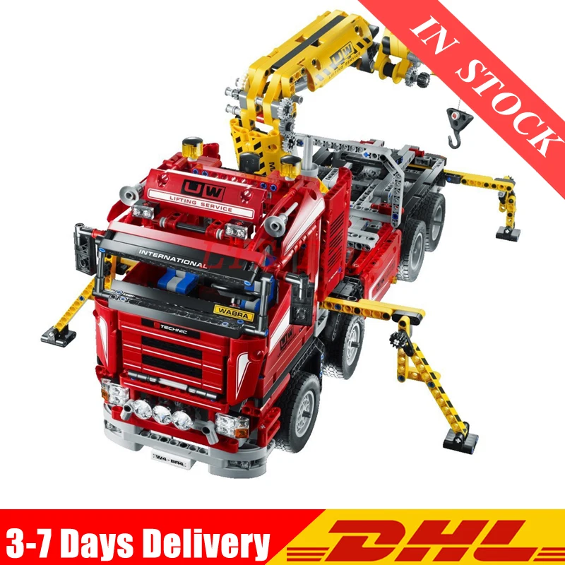 

DHL 20013 1877Pcs Technic Series Crane Truck Wrecker Model Building Kits Blocks Bricks Toys Gift Compatible Legoings 8258