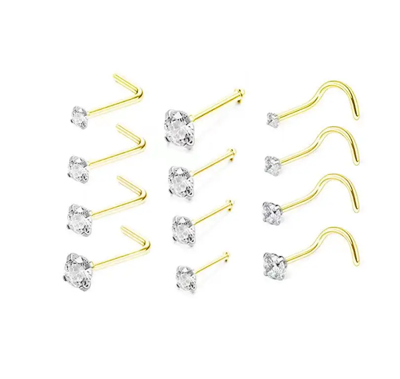 Coppia Di Anelli Per Viti Da Naso Da 18G O 20G Pietra Trasparente - Foto 9