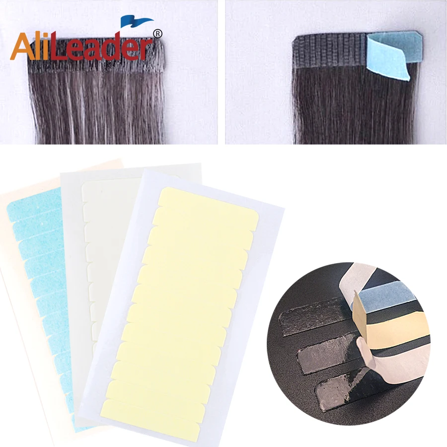 Alileader 5Sheets 60Pcs Hair Tape Adhesive Glue Double Side Tape Waterproof Sticky Adhesives Tape Skin Weft Hair Extensions Tool