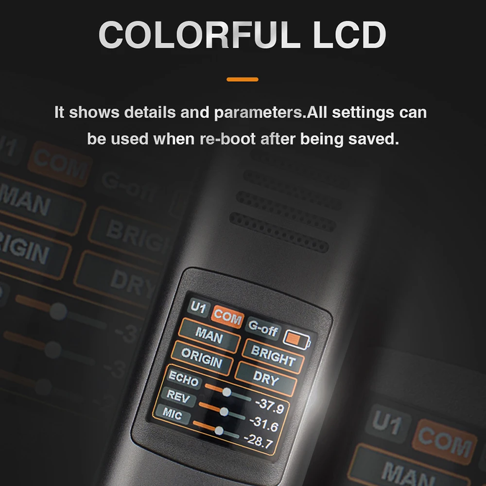 

Hot New Lannge HK-600 Multi-Functional DSP Microphone Unidirectional Mic with 1.3 Inch Colorful LCD for Live Streaming