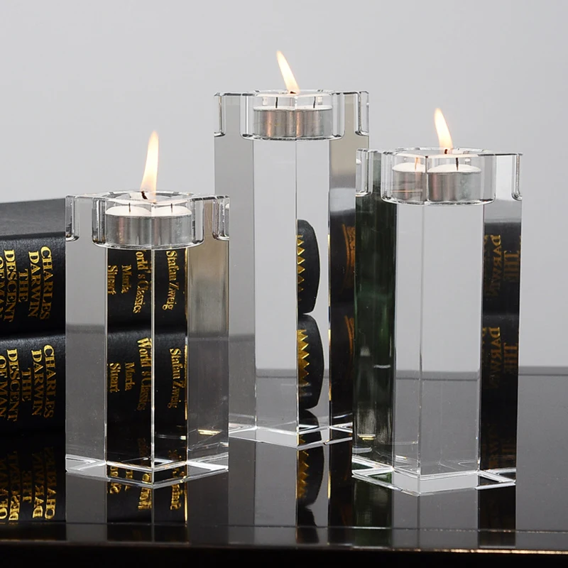 Горячий подсвечник прозрачные стеклянные хрустальные для короткой свечи стоячий подсвечник Декор европейские украшения LSK99