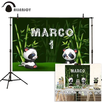 

Allenjoy Birthday photography backdrop panda bamboo forest custom background photo studio shoot prop photophone photocall decor