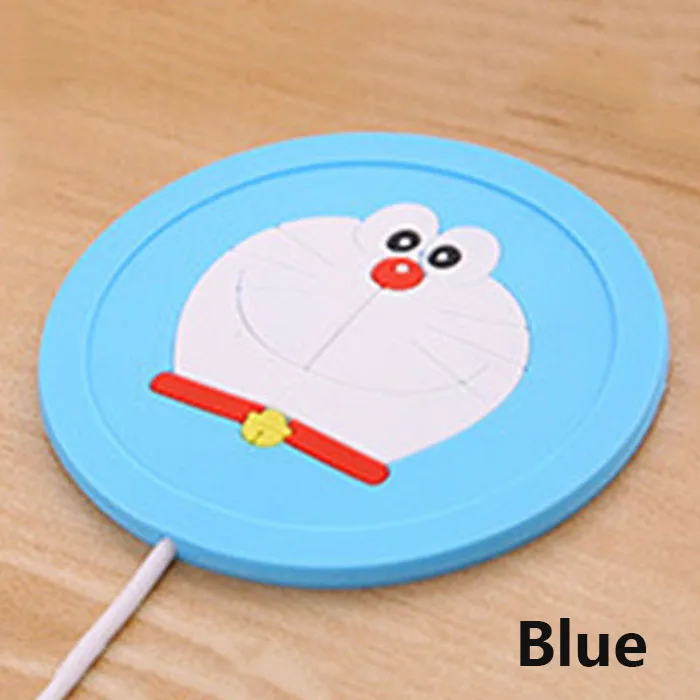 Blue 1 шт. USB чашки Pad мультфильм Силиконовые теплые кофе чай напиток usb нагревательный лоток чашки коврики гаджеты - Цвет: Blue