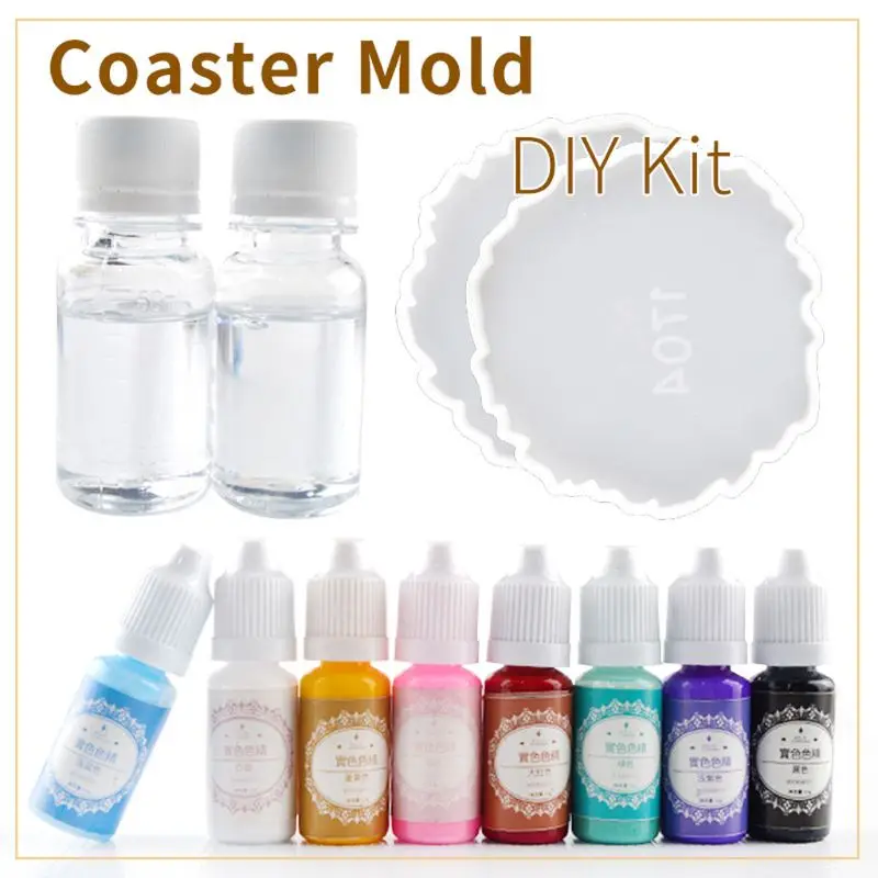 

Resin Casting Coaster Pigment Molds Kit Resin Silicone Coaster Molds Geode Agate Epoxy Coaster Molds Art Crafts Tools