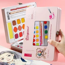 36/48 цвета розовый/синий Твердые акварельные краски в наборе с железной коробкой для школьников Акварельная краска пигмент художественные принадлежности