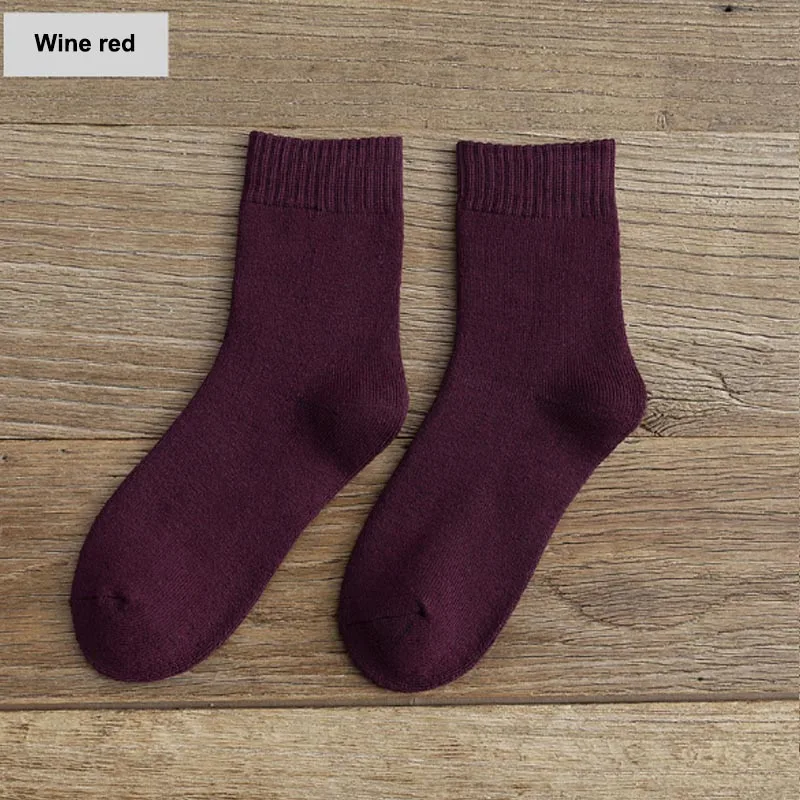 Бесшовные, высокое качество, горячая Распродажа, зимние носки 5 пар/уп., женские теплые зимние носки-тапочки, махровые носки, утолщенные Популярные носки для сна - Цвет: Wine red
