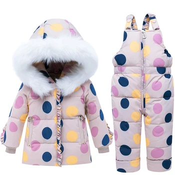 

Menoea Newborn Baby Polka Dot Print Sets 2020 Boys Thick Parkas Outfits Zipper Outerwear with Suspender Pants Girl Clothes Suits