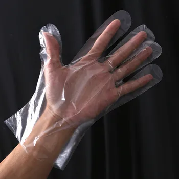 

100pcs/Lot Disposable Gloves One-off Plastic Gloves Restaurant BBQ Transparent Eco-friendly PE Gloves Kitchen Garden Accessories