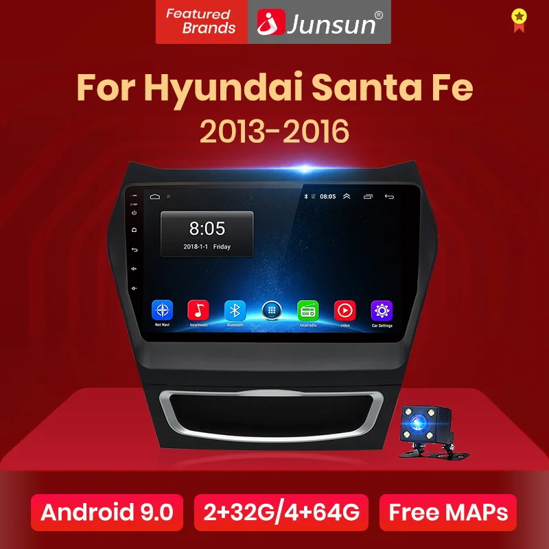 Junsun V1 2G+ 32G Android 9,0 для hyundai Santa Fe 3 2013- автомобильный Радио Мультимедиа Видео плеер навигация gps RDS 2 din dvd