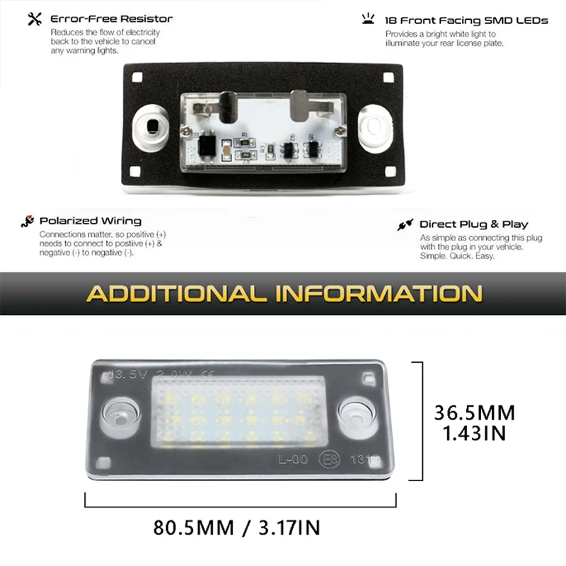 MOLEAQI 2X Free Error LED-Kennzeichenleuchte hinten für Au-di A4 S4 Avant 1999~2001 RS4 B5 A3 2001~2003 Zubehörteile für das Auto-Styling 