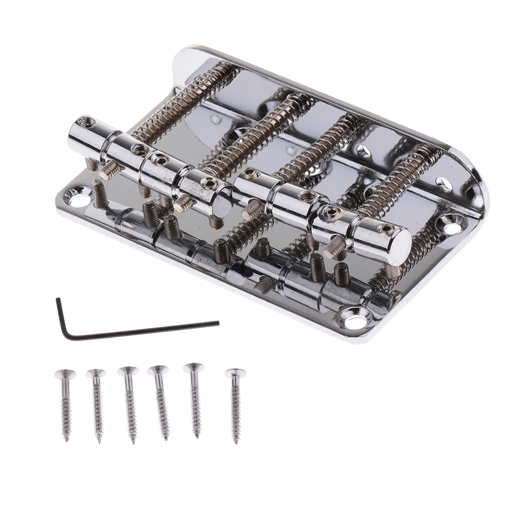 Practical DIY Zinc Alloy 4 String Bass Bridge with Screws Wrench Set Musical Instrument Accessory