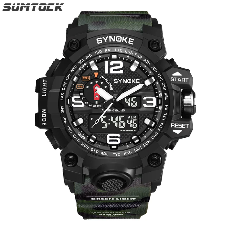 

SUMTOCK Shockproof Waterproof Watch Shock Military Quartz Watch Male 2019 Resistance To Falling Running Seconds uhren digital