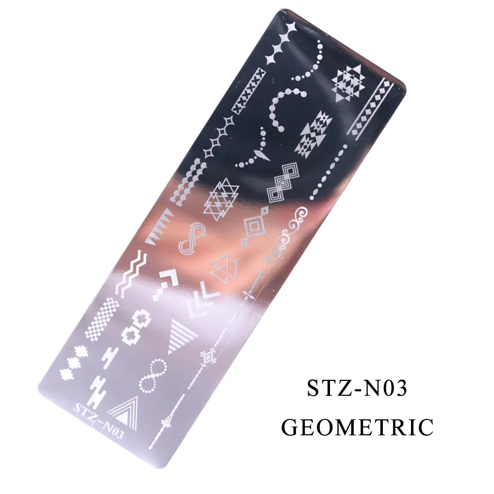 STZ-N03 1 шт ногтей штамповки пластины живопись трафареты изображений для ногтей Цветочные перо лист Бабочка геометрический шаблон дизайн LASTZN01-12 - Цвет: STZ-N03