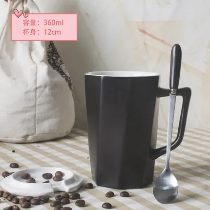 Mug K Скандинавская кофейная чашка Геометрическая керамика черные чашки креативная чашка для воды Tazas Para кафе с ложкой посуда для питья дома LZI082 - Цвет: Mug K