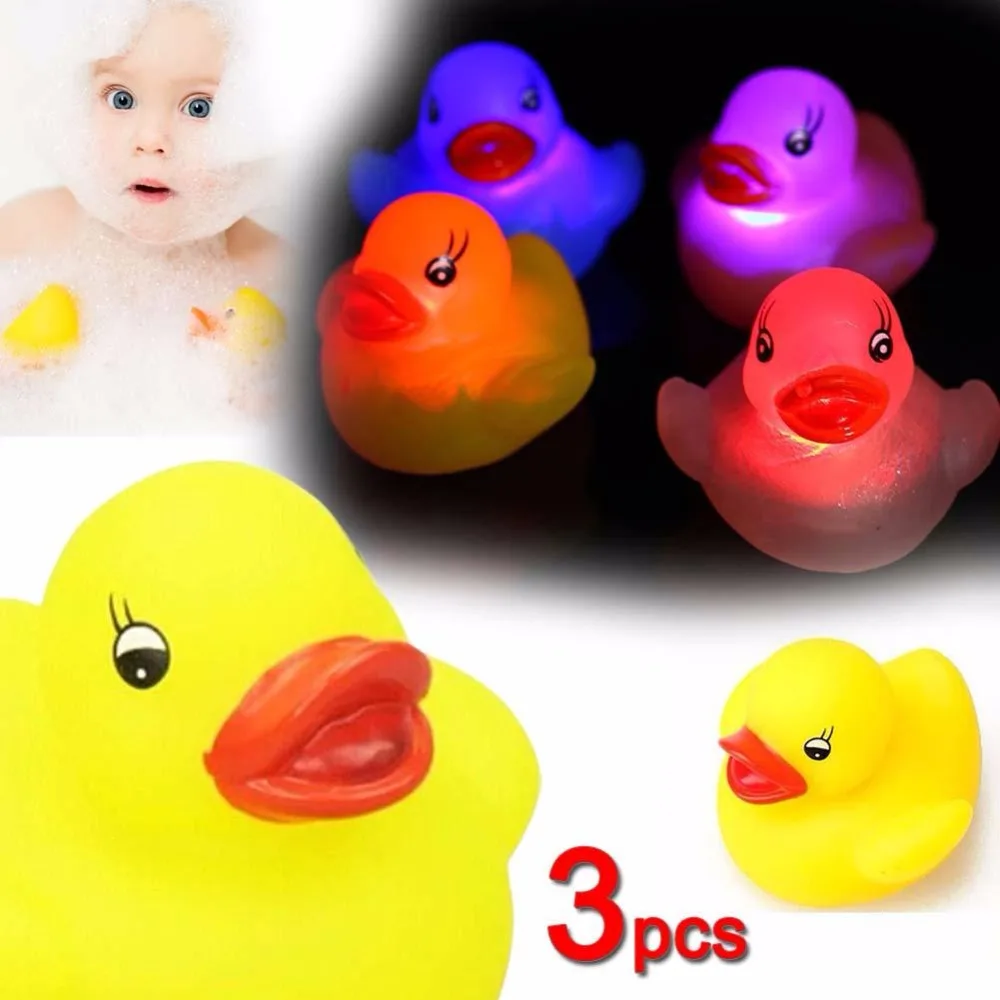 Hot Sale 3pcs Bath Duck Toys Rubber Colour Changing Ducks Fun Kids Bath Toy For Baby 4