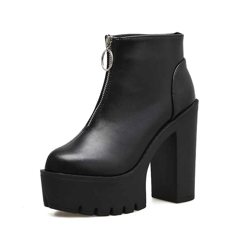 Bottines femme/ботинки на платформе; женская зимняя обувь; ботильоны в стиле панк; Осенняя женская модная обувь; мотоботы; YMA894