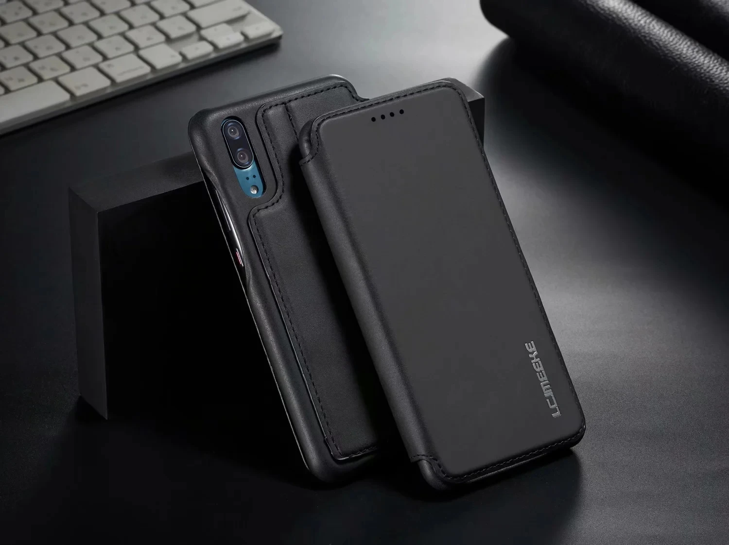 Luxuriöse Leder-Flip-Cover-Hülle für Huawei P20 P30 P40 Pro Lite Thin Slim mit Kartensteckplatz_voghion.com