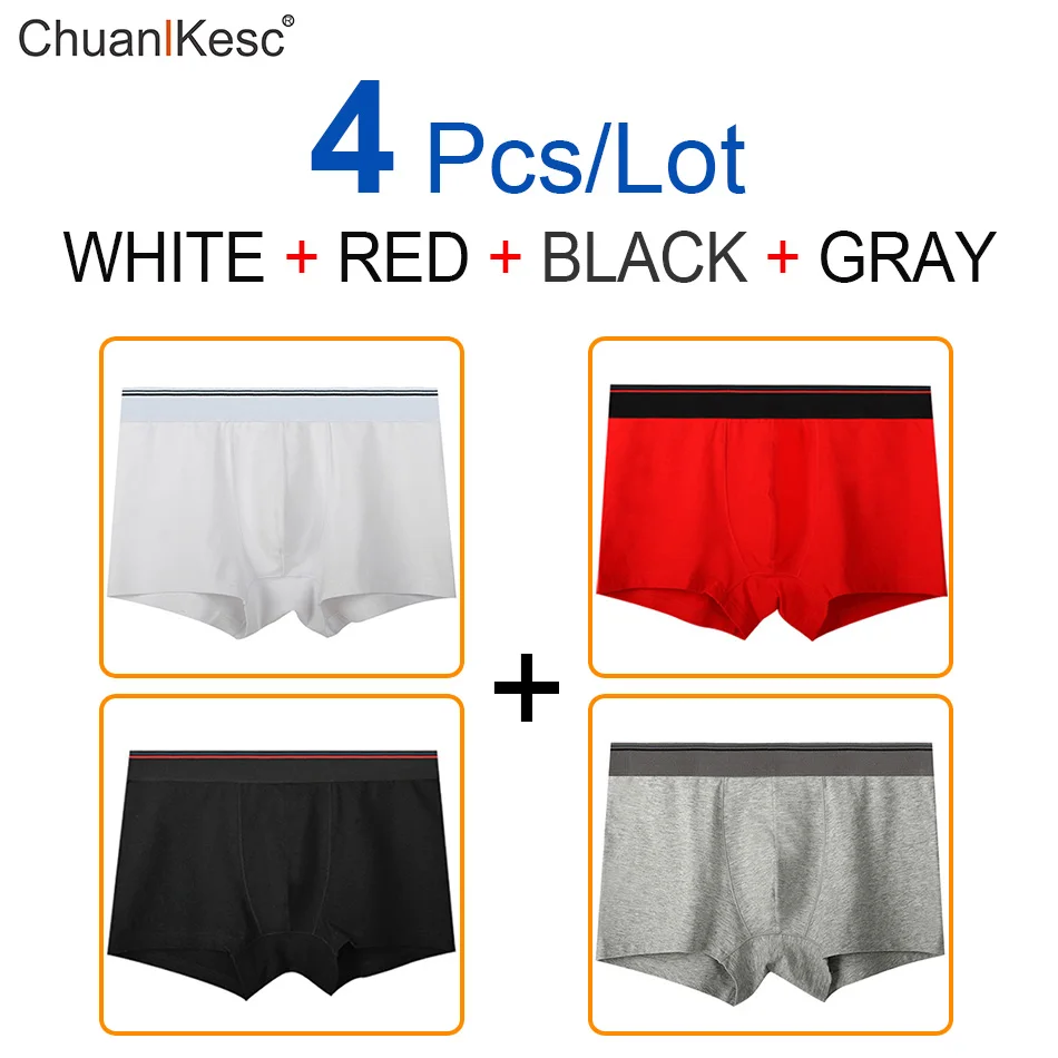 4 Pcs/Lot Men's Boxer Pants Youth Sports Underpants Pure Cotton Sweat Absorbing Big U-Pouch Sexy Boy's Underpants