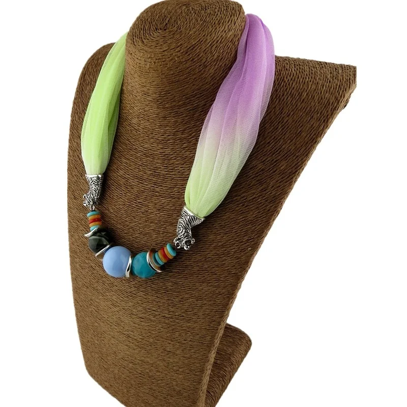 New Women Colorful Wrap Scarf Multi-style Decorative Jewelry Necklace Pendant Scarf Hijabs Femme Head Scarves 4