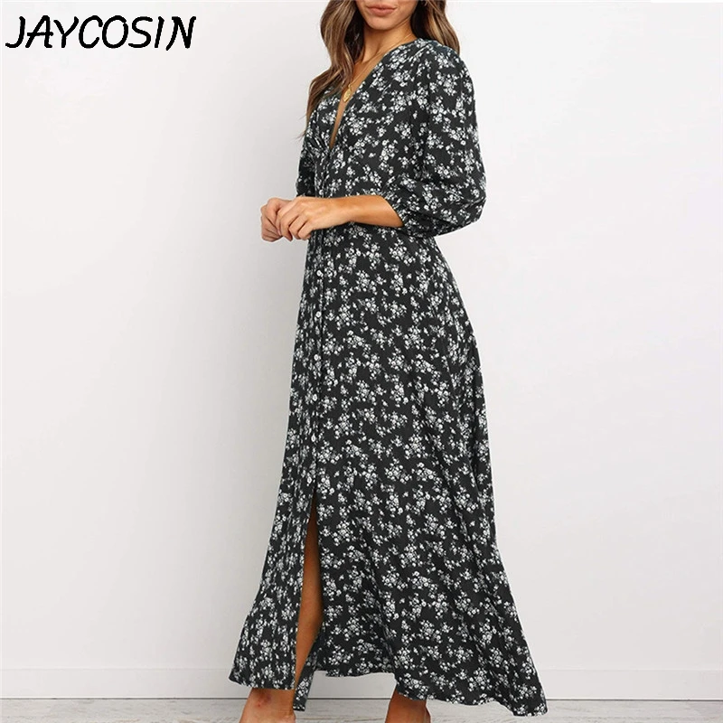 Женское шифоновое платье JAYCOSIN с v образным вырезом рукавом три четверти