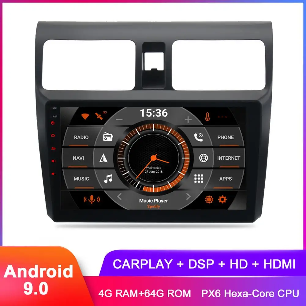 10," ips 2.5D Топ Дисплей Android 9 Carplay для Suzuki Swift 2005 2006 2007 2008 2009 2010 Радио RDS GPS Navi аудио ЦАП TDA7850