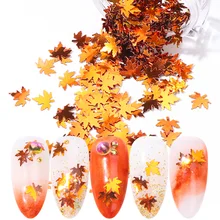 1 коробка Осенний лист блестки для нейл Арта(искусство украшения ногтей) золотые кленовые листья хлопья пайетки дизайн маникюр ногти блеск осенние украшения TRFY01-05