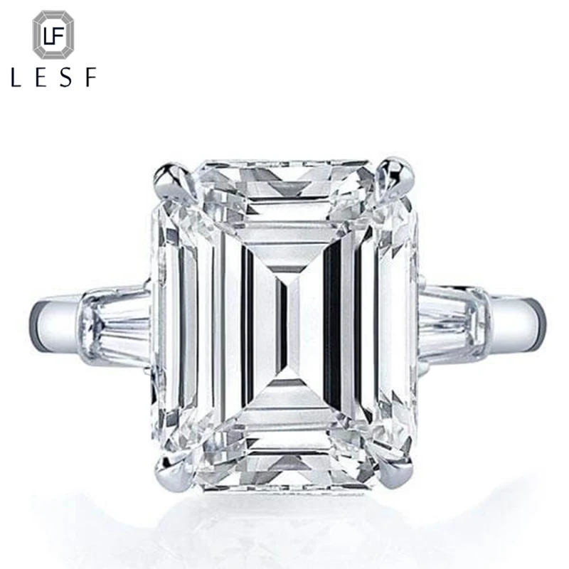 Ladies Jewelry Ring 5 Carat Emerald Moissanite 925 Sterling Silver Wedding Fashion Engagement Rings