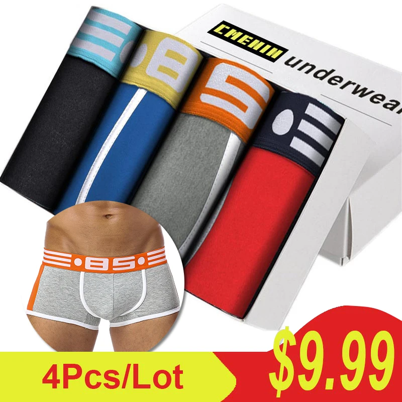 

4Pcs Brand Boxer Men Underwear Cueca Male Panties Sexy Breathable Boxers Cotton Slip Underpants Cuecas boxershorts Men Lingerie