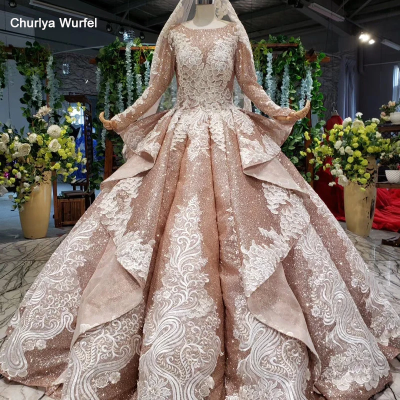 HTL925 арабское вечернее платье мусульманское женское длинное вечернее платье с круглым вырезом и длинным рукавом Распухшее плиссированное платье для выпускного вечера vestidos de novia