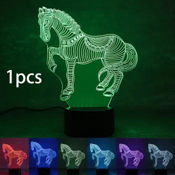 

Colorful 3D Night Light Horse Night Light Eye Care LED Light Bedside Night Lamp Home Decoration Birthday Gift