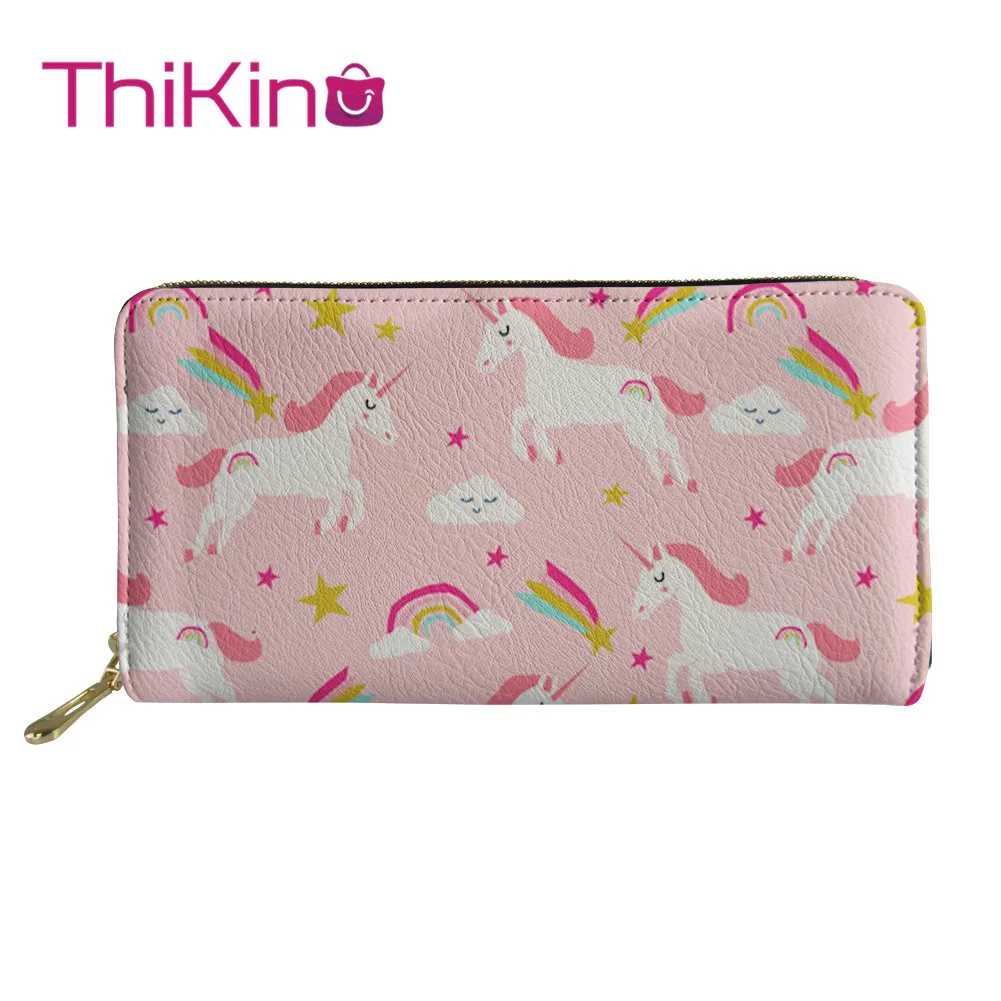 

Thikin Unicorn Pattern Long Wallet Zipper Phone Bag Card Holder for Fashion Girls Clutch Purse Carteira Handbags Notecase 2019