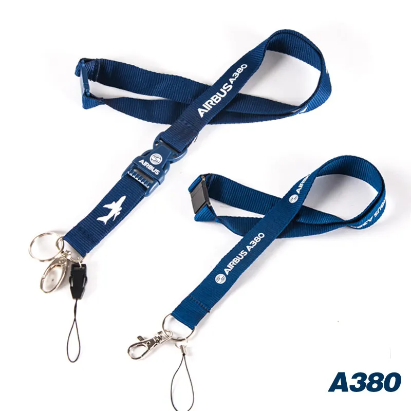 

New A380 Lanyard for Pilot License ID Holder, Wide Blue with Metal Buckle for Flight Crew Airman Unique Gift