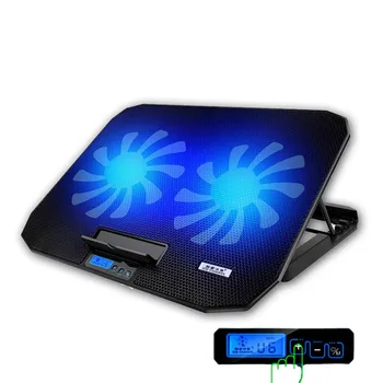 

Laptop Cooling Pad 6 Cooling Fans and Double USB Ports Laptop Cooler with Light LCD Display Notebook Stand for 12-16 Inch
