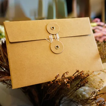 

200pcs/lot Simple Creative Blank Retro Bundled Kraft Paper Thickened Postcard Receiving Envelope Bag File Folder