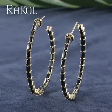 RAKOL новая мода изысканный кубический циркон белые серьги ювелирные изделия женские модели девушки свадебное платье ювелирные изделия RE62174