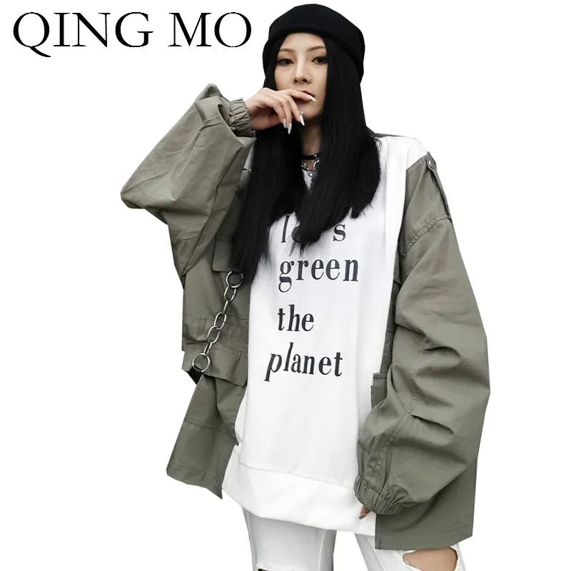 Oversized Women Patchwork Color Sweatshirt 2022 Spring Autumn Letter Print Round Neck Long Sleeve Pullover ZQY5191 | Женская одежда
