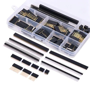 

112Pcs 2.54mm Male and Female Pin Header Connector Assortment Kit 100Pcs Stackable Header and 12Pcs Breakaway PCB Board Pin Head