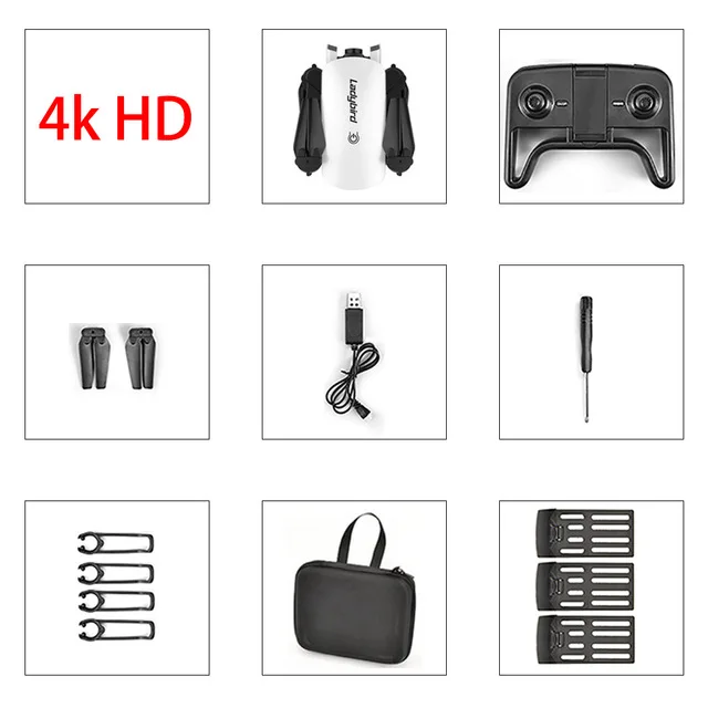 4K white 3 battery Складной мини Радиоуправляемый квадрокоптер R8 4k селфи Дрон HD Двойная камера FPV Божья коровка удержание высоты оптический поток Радиоуправляемый Дрон вертолет - Цвет: 4K white 3 battery