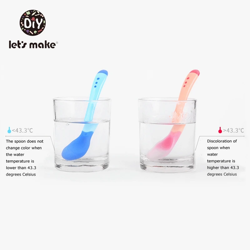 Let's Make Temperature Sensing Spoon Baby Tableware Safety Feeding Spoons Children's Tableware Kids Food Grade Silicone Fork