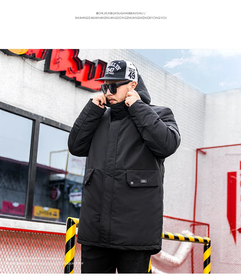 Men warm fashion winter coat simple high quality cotton hooded jacket design brand coat large size warm parka for male