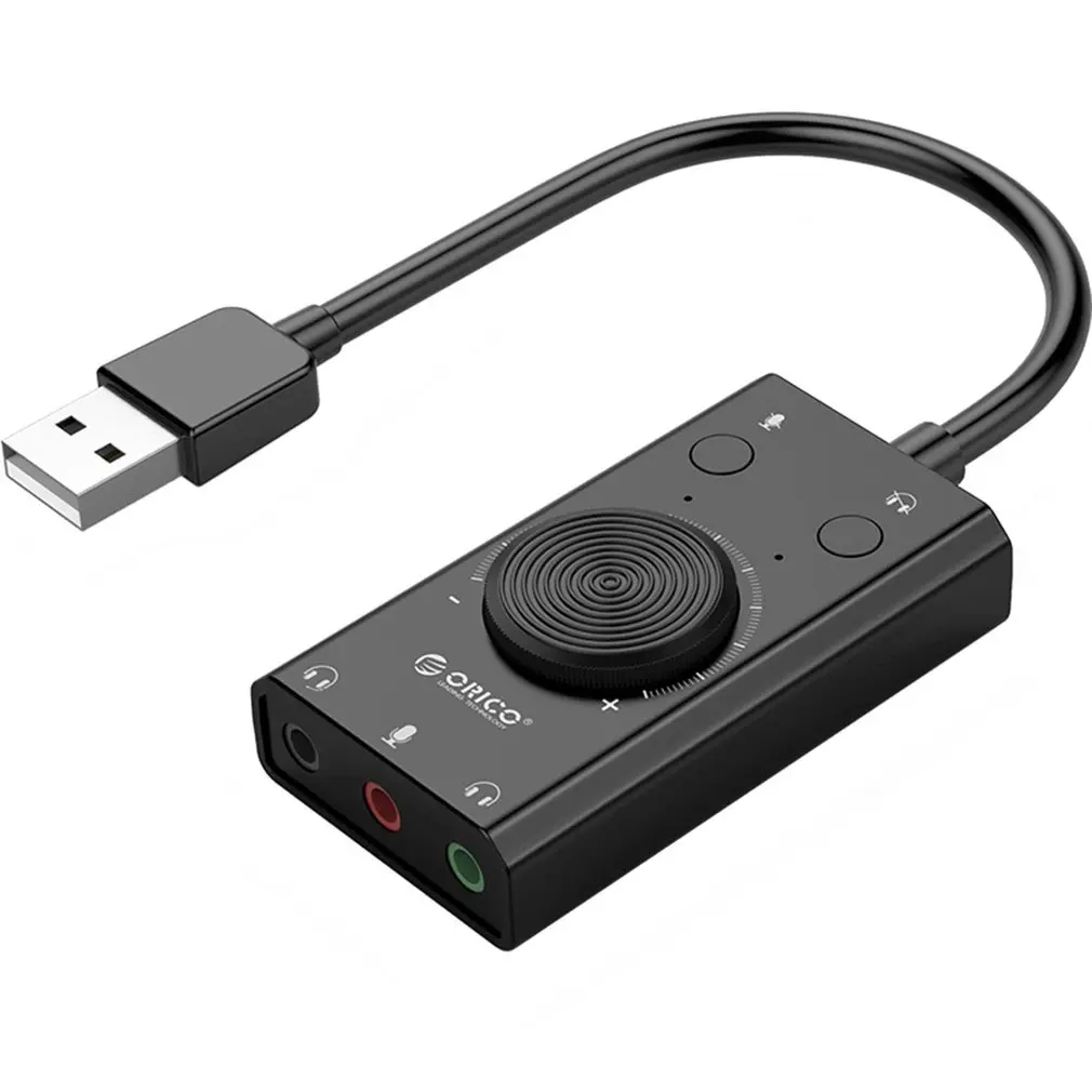 Многофункциональный USB адаптер внешней звуковой карты ORICO 3,5 мм стерео с разъемом кабельная Гарнитура Регулировка громкости Бесплатный привод для ПК