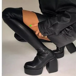 Women's Over The Knee High Boots Autumn and Winter New Boots High Heels Over The Knee Thick Heel Boots Zipper Boots Party Shoes