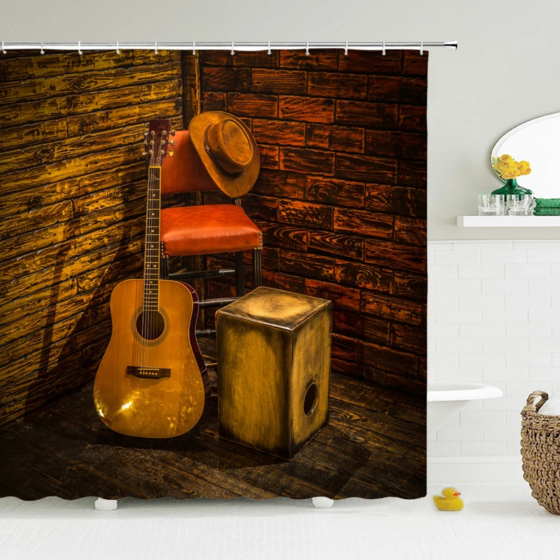 2267G90 * 180 cm Rideau de douche en tissu imprimé, décoration