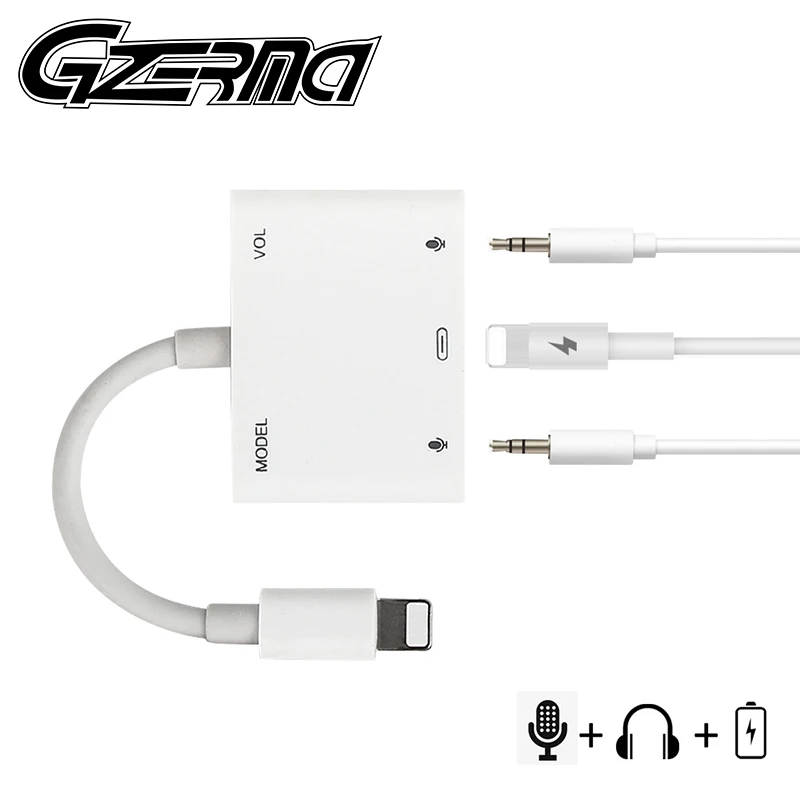 

For Lightning to 3.5mm Dual Jack Audio Aux Headphone Adapter OTG Cable Charging Splitter Converter For iPhone XS Max 8 7 Plus 6s