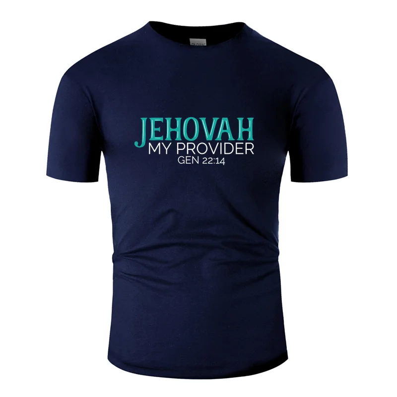 Men-Navy Blue Повседневное Иеговы поставщика текстами и сюжетами из Библии и изображением Иисуса Христа классный подарок футболка человек натуральный Летняя мужская футболка Crazy интересные - Цвет: Men-Navy Blue
