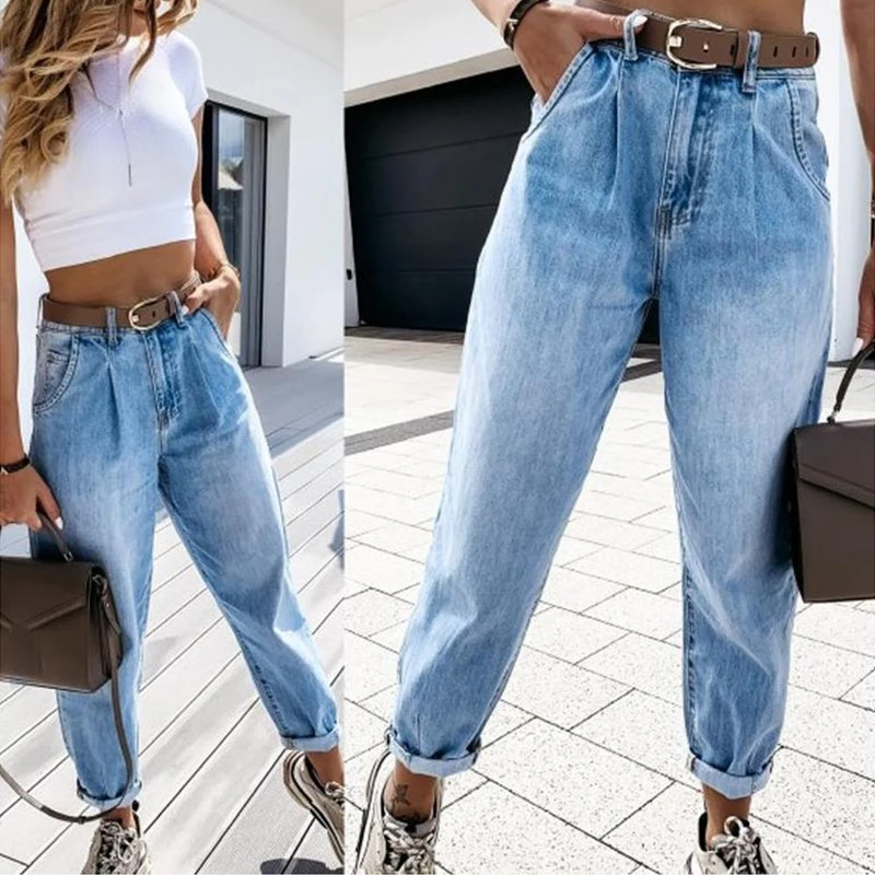 

High Waist Washed Mom Jeans Femme Streetwear Baggy Woman Pants Urban Casual Trousers Clothing Pantalones Vaqueros Ropa De Mujer