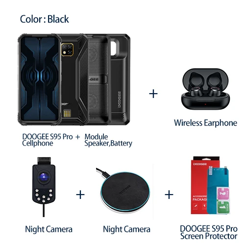 S95ProMod Add BigBag DOOGEE S95 Pro модульный прочный мобильный телефон P68/IP69K 6,3 дюймов дисплей Helio P90 Восьмиядерный 8 Гб 128 ГБ 5150 мАч 48MP камера Android 9 - Цвет: S95ProMod Add BigBag