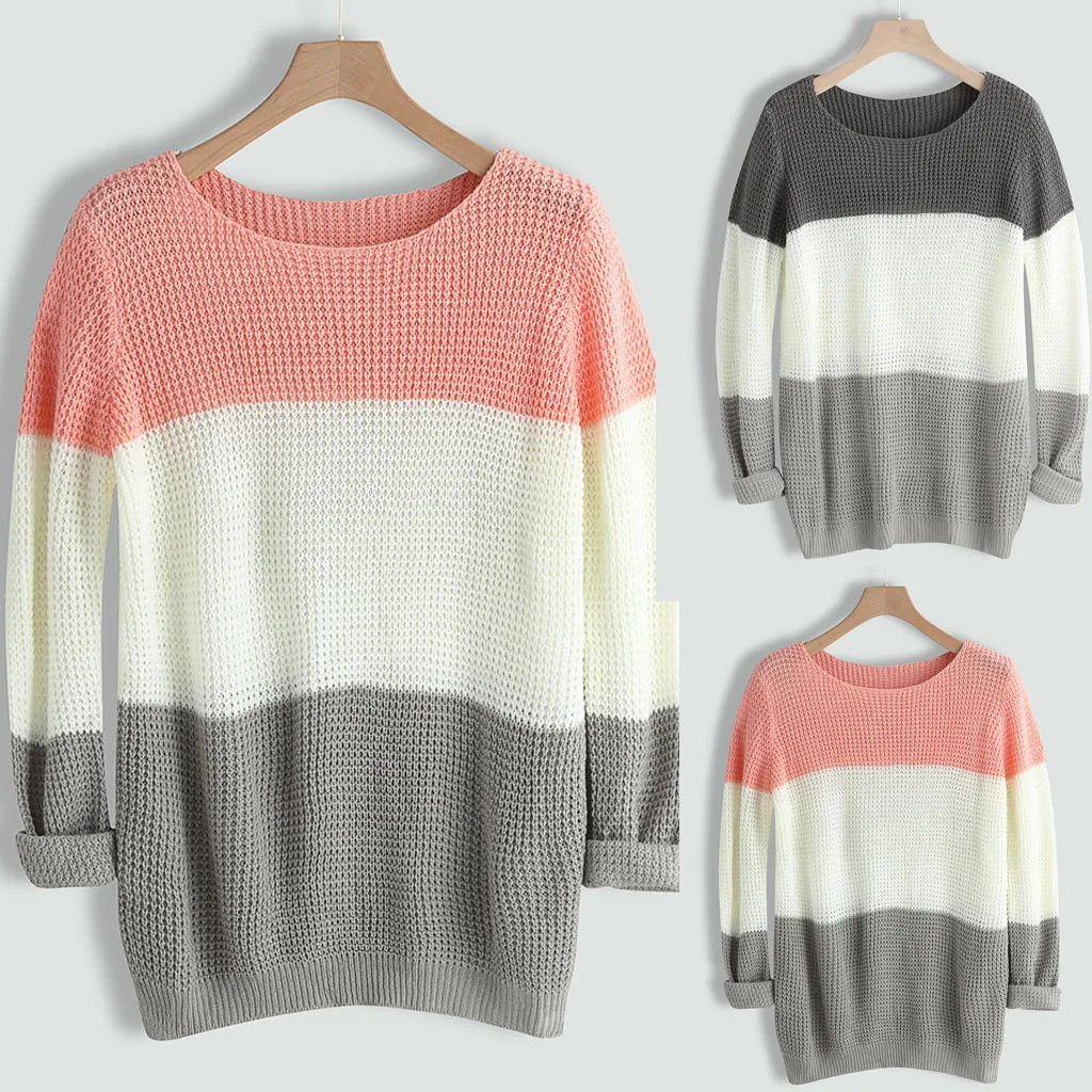 

Autumn Winter Fashion Women's Sweater Womens O-neck Sweater Casual Knitted Loose Long Sleeve Tops Slim Fit Pullover 25