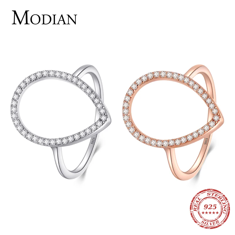 Engagement rings fashion rings fashion ring finger rings Modian new fashion Instagram pear water drop classic ring engagement jewelry sparkling 925 sterling silver rings for women
