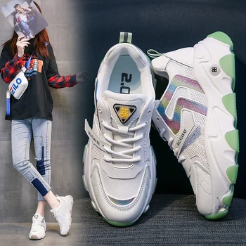 

2020 New Sports Shoes For Ladies Thick Bottom Woman Track Running Shoes Breathable Women Jogging Sneakers Brand Ladies Runners